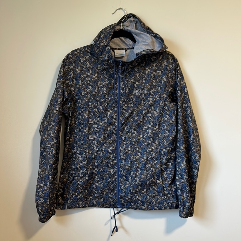 Columbia Women's Navy Blue Floral Hooded Windbreaker